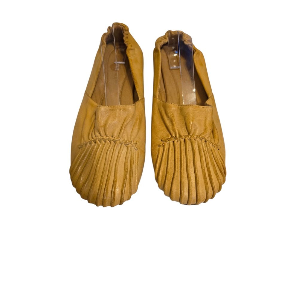 Chocolat Blu‎ Mustard Yellow Leather Pleated Toe Ballet Flats Womens 8.5 VIC